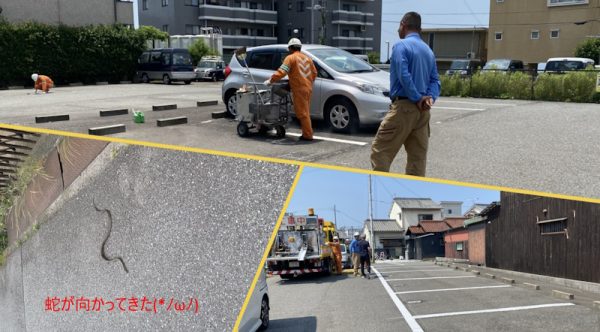 ライン引き直し工事無事終わる・・・